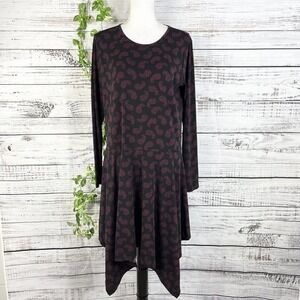 Michael Kors Dress size Large Purple Black Paisley Slinky Stretch High Low Boho